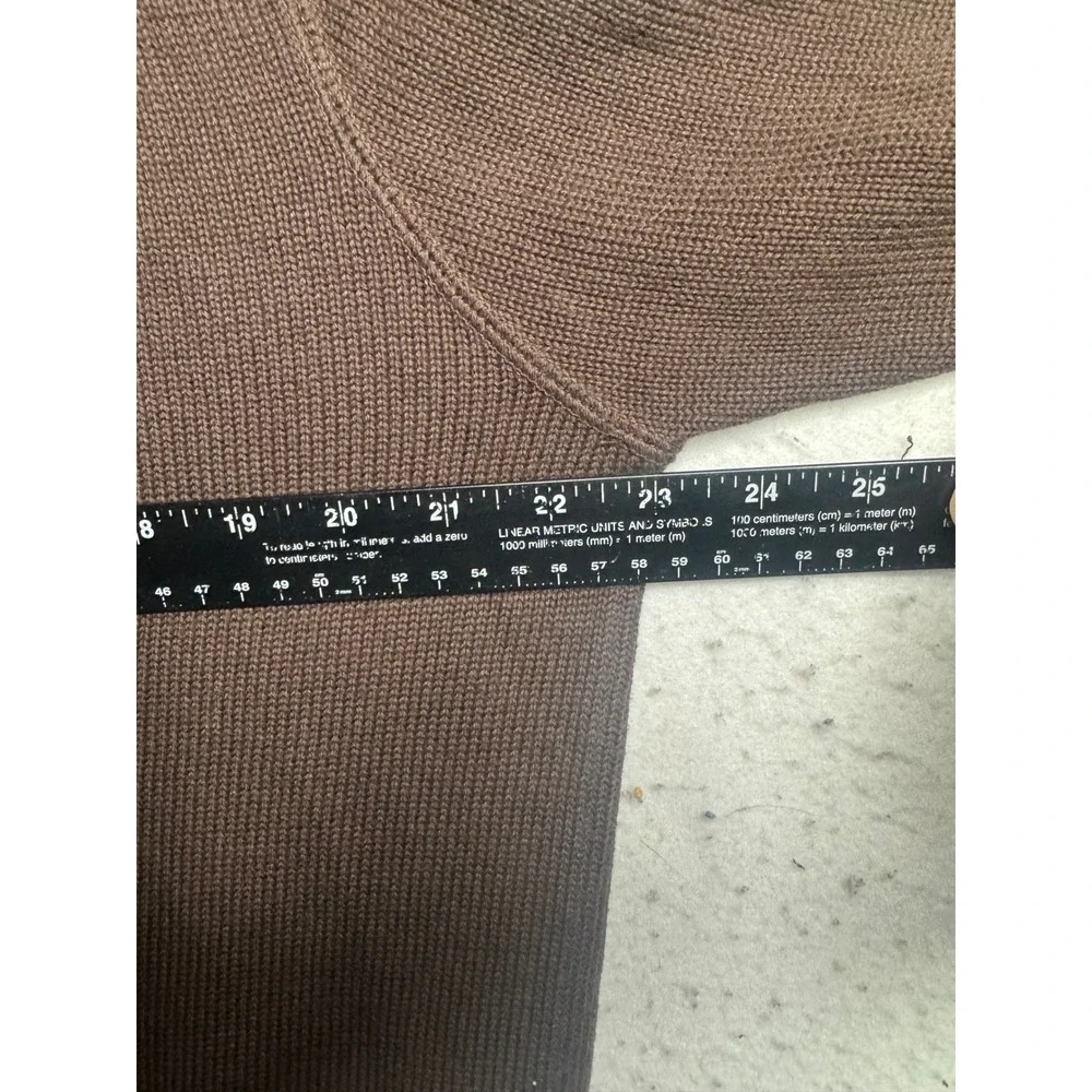 Eddie Bauer Mens Large Brown 100% Cotton Quarter Zip Mock Neck Sweater Outdoor